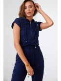 Women\'s navy blue hooded jumpsuit FK622 - Online store - Boutique